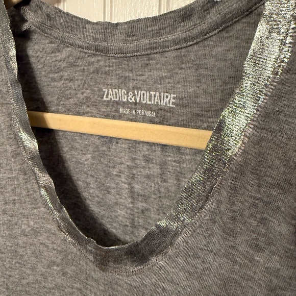 Zadig & Voltaire “Foils” Tam Foil Grey and Silver Tank Top - Picture 2 of 5
